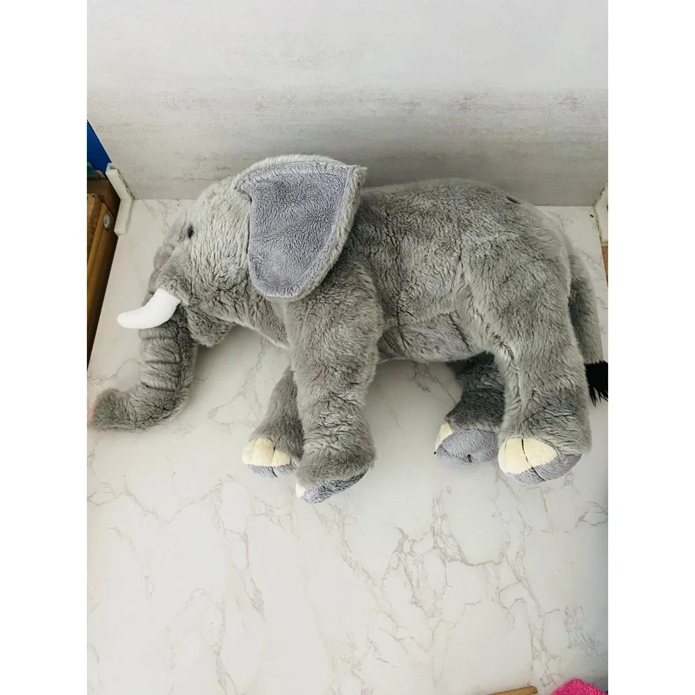 FAO Schwarz Gray Elephant Plush Laying Down Floppy Stuffed Animal 2018